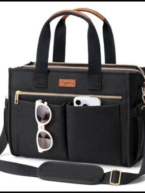 Canvas Tote Bag 15-Pockets Large Crossbody Laptop Nurse Teacher Work Bag